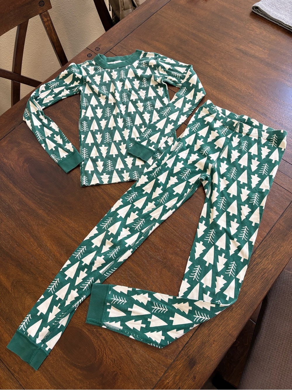 Hanna Andersson Organic Pajamas Size 160 US 14 Green Holiday Christmas Tree - Picture 2 of 9